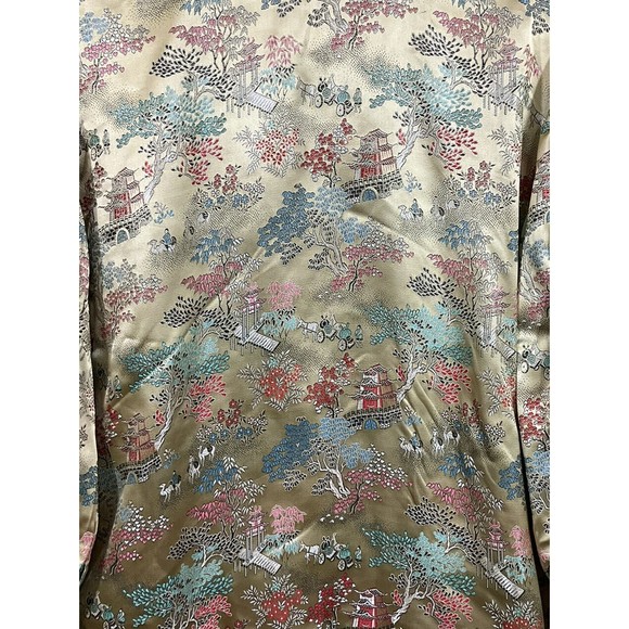 Vintage Womens Chinese Jacket 38 Gold Retro Asian Party Formal Trees Flowers - Picture 4 of 5